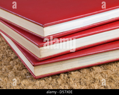 Three stacked books close up Stock Photo