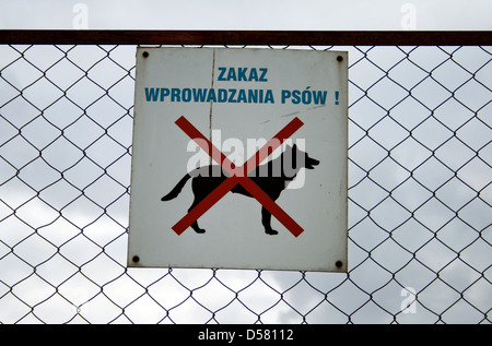 Poznan, Poland, with dogs allowed sign on a fence Stock Photo