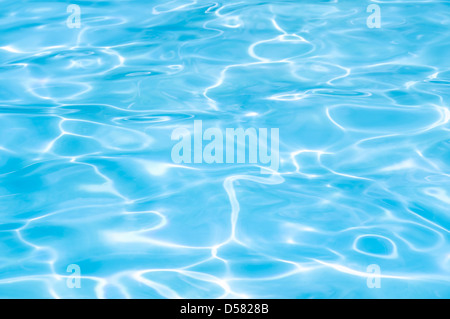 Clear pool water ripples, Blue water surface with waves. Stock Photo