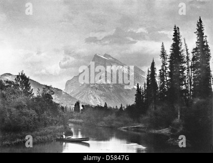 Mount Rundle, Canadian National Park, Banff, AB, 1892 Stock Photo