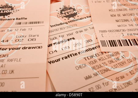 Used Euro Millions Lottery Tickets Stock Photo