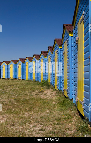 Beach huts on the East Beach in Littlehampton, West Sussex Stock Photo