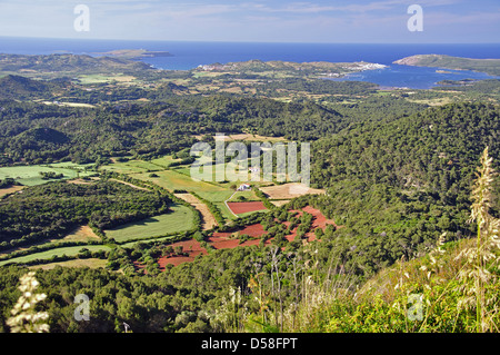 Panoramic view from summit of Mount Toro (El Toro), Es Mercadal, Menorca, Balearic Islands, Spain Stock Photo