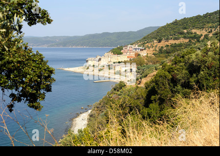 View on Xenophontos Greek Orthodox Monastery, Mount Athos, Greece Stock Photo