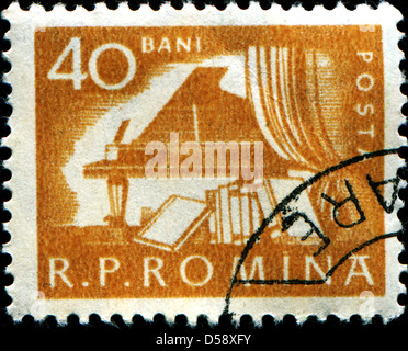 ROMANIA - CIRCA 1960: A stamp printed in Romania, shows Grand Piano and Books, circa 1960  Stock Photo