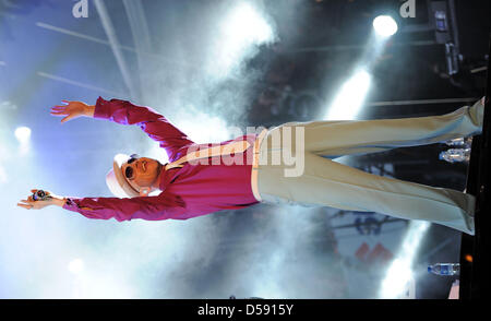 German musician Jan Delay and his band Disco No.1 perform at Rock am Ring festival at Nurburgring in Nuerburg, Germany, 05 June 2010. The four-day festival sold out with 85,000 visitors. Photo: Harald Tittel Stock Photo