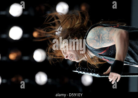 Welsh metal band Bullet For My Valentine with guitarist Matthew Tuck performs with lead singer Matthew Bellamy perform at Rock am Ring festival at Nurburgring in Nuerburg, Germany, 06 June 2010. The four-day festival sold out with 85,000 visitors. Photo: HARALD TITTEL Stock Photo
