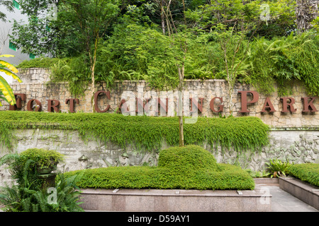 Entrance sign of Fort Canning park in Singapore Stock Photo