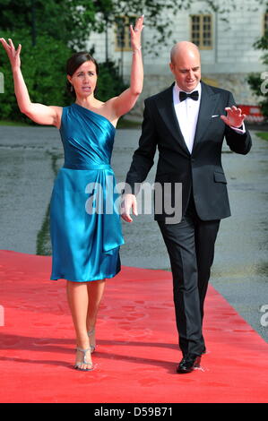 The Swedish Prime Minister Fredrik Reinfeldt and his wife Filippa arrive for the goverment dinner held at the Eric Ericson Hall on Skeppsholmen, one of the islands of Stockholm, on the occasion of the wedding of Crown Princess Victoria of Sweden and Daniel Westling in Stockholm, Sweden, 18 June 2010. The royal wedding ceremony of Crown Princess Victoria of Sweden and Daniel Westlin Stock Photo