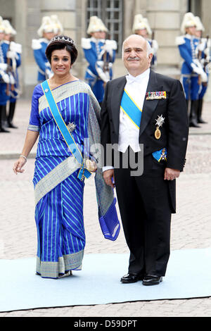 Prince El Hassan bin Talal of Jordan and Princess Sarvath El Hassan of Jordan arrive for the wedding of Crown Princess Victoria of Sweden and Daniel Westling in Stockholm, Sweden, 19 June 2010. Photo: Patrick van Katwijk Stock Photo