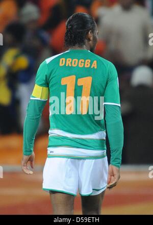 Ivory Coast's Didier Drogba during the 2010 FIFA World Cup group G match between Brazil and Ivory Coast at Soccer City Stadium in Johannesburg, South Africa 20 June 2010. Photo: Achim Scheidemann dpa - Please refer to http://dpaq.de/FIFA-WM2010-TC Stock Photo