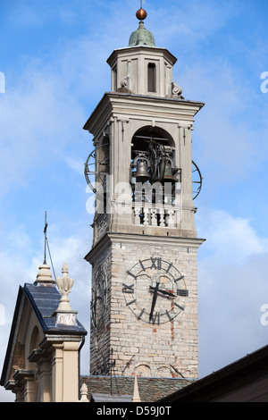 Church clock tower. Sala comacina. Lake como Italy Stock Photo
