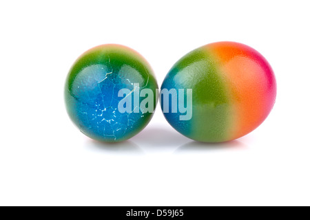 egg tapping, two colorful easter eggs Stock Photo