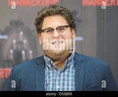 American actor Jonah Hill smiles at the movie screening of 'Get him to the Greek' in Berlin, Germany, 25 June 2010. The film premieres in Germany on 26 August 2010. Photo: Jens Kalaene Stock Photo