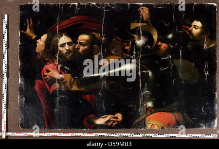 (FILE) A file picture dated 25 June 2010 of the famous painting 'Kiss of Judas' aka 'Taking the Christ' by Caravaggio that was secured by Federal Criminal Police Office and GSG 9 command forces. The painting was stonle on 30 July 2008 in Odessa, the Ukraine, four members of an international gang of thieves were arrested. Photo: dpa Stock Photo