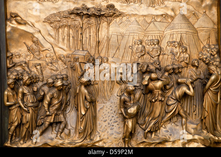 detail of the Ghiberti doors or Gates of Paradise at Grace Cathedral, San Francisco, California, United States of America, USA Stock Photo