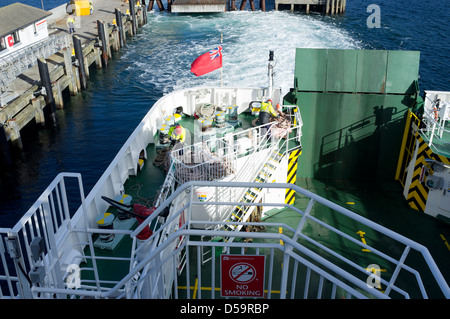 Caledonian MacBrayne Seamen on board the MV Finlaggan departing from Uig Isle of Skye Scotland UK Europe Stock Photo