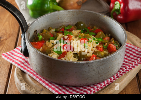 Pipérade French dish with eggs and peppers Stock Photo