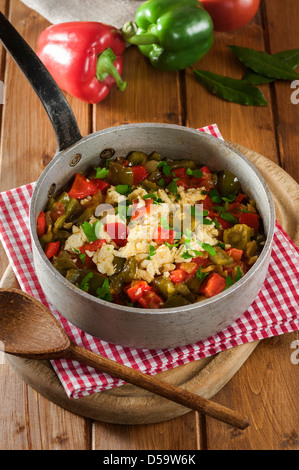 Pipérade French dish with eggs and peppers Stock Photo