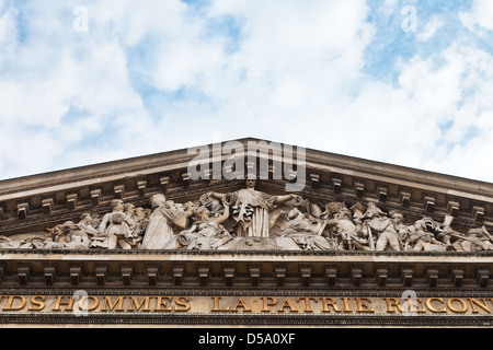 decoration of pediment of Pantheon, Paris Stock Photo