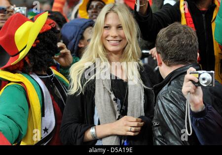 Sarah Brandner, girlfriend of German player Bastian Schweinsteiger, in the stands after the 2010 FIFA World Cup third place match between Uruguay and Germany at the Nelson Mandela Bay Stadium in Port Elizabeth, South Africa 10 July 2010. Photo: Bernd Weissbrod dpa - Please refer to http://dpaq.de/FIFA-WM2010-TC  +++(c) dpa - Bildfunk+++ Stock Photo