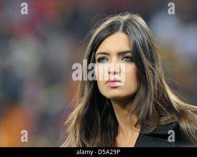 Sara Carbonero, Spanish TV reporter and girlfriend of Spain's goalkeeper Iker Casillas attends the 2010 FIFA World Cup final match between the Netherlands and Spain at the Soccer City Stadium in Johannesburg, South Africa 11 July 2010. Photo: Bernd Weissbrod dpa - Please refer to http://dpaq.de/FIFA-WM2010-TC Stock Photo