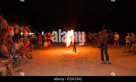 full moon night in Haad Rin beach of Koh Phangan, Thailand. Photo is taken at 2011. Stock Photo