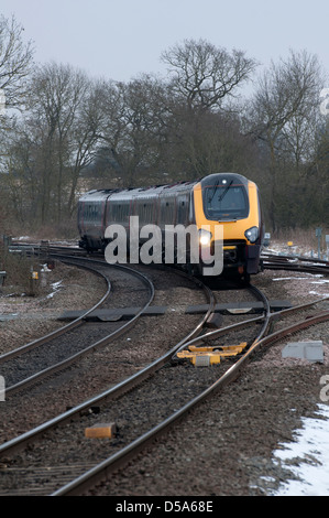 Arriva Cross Country Voyager train in winter Stock Photo