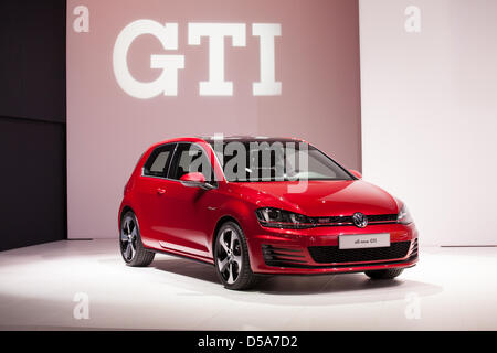 NEW YORK CITY, USA, 27th March, 2013. Volkswagen unveils the new 2015 Golf GTI at the 2013 New York International Auto Show. Stock Photo