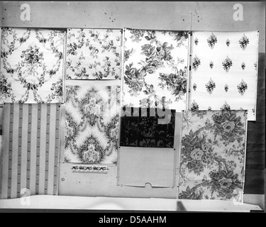 Display of wallpaper patterns typical of period around 1910. Some of these were used ... Stock Photo