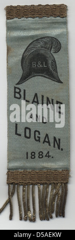 A political campaign ribbon from the 1884 Cleveland-Hendricks election ...