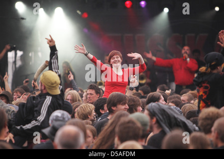 Wacken, Germany, visitors at the Wacken Open Air Festival Stock Photo