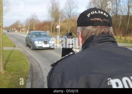 Flensburg, Germany, speed control using laser measuring device Stock Photo