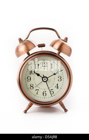 Old alarm clock isolated on white background Stock Photo