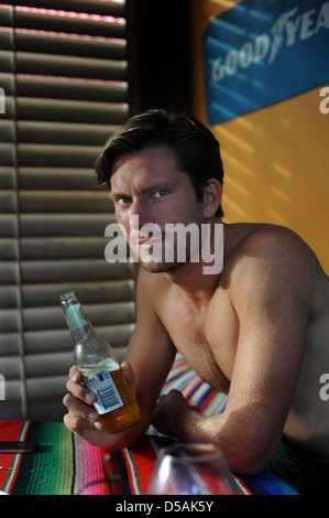 Young Man on hot day Stock Photo