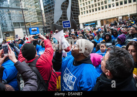 Chicago, USA. 27th March, 2013. Students, parents, and teachers march in downtown Chicago in opposition of the closing of 53 Chicago public schools. Credit: Max Herman / Alamy Live News Stock Photo