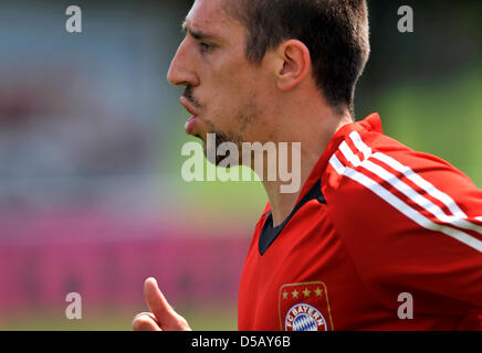 German Bundesliga club FC Bayern Munich's winger Franck Ribery participates in a training of his club in Munich, Germany, 25 July 2010. The French international is the first of Bayern Munich's FIFA World Cup 2010 players to return to the club's training. Photo: Frank Leonhardt Stock Photo