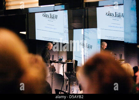 (dpa file) A file picture dated 17 November 2009 of Julian Assange, president and founder of whistleblower website WikiLeaks, at the New Media Days in Copenhagen, Denmark. Photo: New Media Days / Peter Erichsen Stock Photo