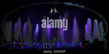 A colourful spectacle is presented during the opening ceremony of European Athletics Championships Barcelona 2010 in Barcelona, Spain, 26 July 2010. The European Athletics Championships Barcelona 2010 are held from 27 July to 01 August with 1,370 athletes from all 50 EAA member states participating. Photo: Rainer Jensen Stock Photo