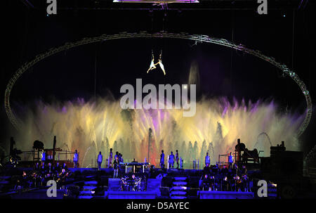 A colourful spectacle is presented during the opening ceremony of European Athletics Championships Barcelona 2010 in Barcelona, Spain, 26 July 2010. The European Athletics Championships Barcelona 2010 are held from 27 July to 01 August with 1,370 athletes from all 50 EAA member states participating. Photo: Rainer Jensen Stock Photo