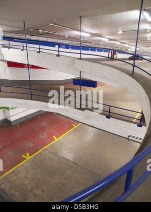 almost empty underground 3 story carpark in Brussels, Belgium Stock Photo
