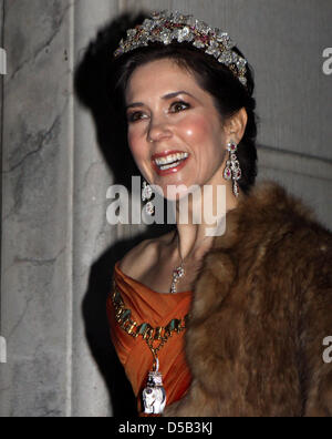 Crown Princess Mary arrives for the traditional New Year's reception at Amalienburg Castle in Copenhagen, Denmark, 01 January 2010. Amalienburg Castle is the winter residence of the Danish Royal Family. Photo: Albert Nieboer (NETHERLANDS OUT)