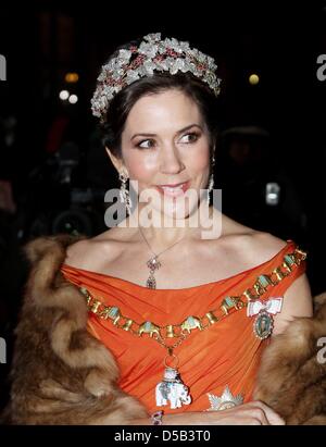Danish Crown Princess Mary arrives for the Danish Royal Family's traditional New Year's reception at Amalienburg Castle in Copenhagen, Denmark, 01 January 2010. Amalienburg Castle is the winter residence of the Danish Royal Family. Photo: Patrick van Katwijk