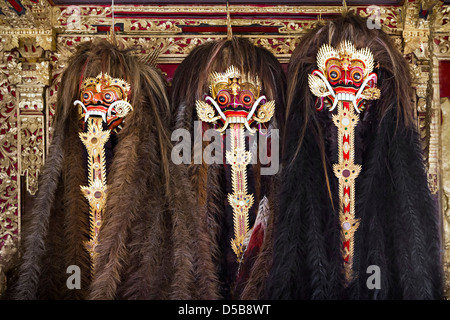 Barong costumes for the most interesting balinese show - Barong dance Stock Photo