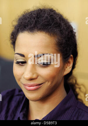 Singer Nadja Benaissa of the pop band 'No Angels' stands trial at the regional court in Darmstadt, Germany, 16 August 2010. The singer is is accused of intentionally infecting a man with HIV and may face up to ten years in jail. Photo: Boris Roessler Stock Photo