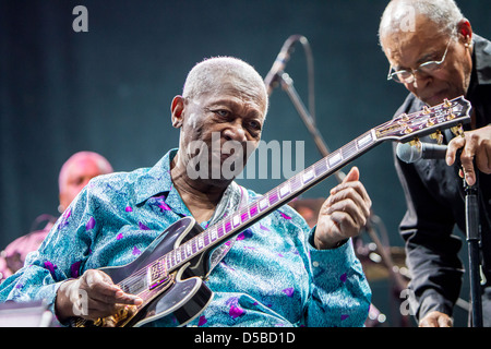 Jly 12, 2012 - The legend of blues B.B.King performs at Ippodromo del Galoppo, Milan, Italy Stock Photo