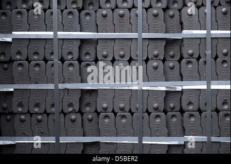 Berlin, Germany, charcoal briquettes in a coal merchant in Berlin-Kreuzberg. Stock Photo