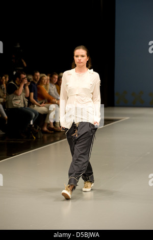 Model at cpd-signatures Fashion Fair in Duesseldorf Spring / Summer Monika JaworskaCatwalk at Selected Superiors Stock Photo