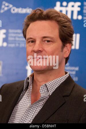 Actor Colin Firth attends the press conference for the film 'The king's Speech' during the 2010 Toronto International Film Festival at Hotel Hyatt Regency in Toronto, Canada, 11 September 2010. Photo: Hubert Boesl Stock Photo