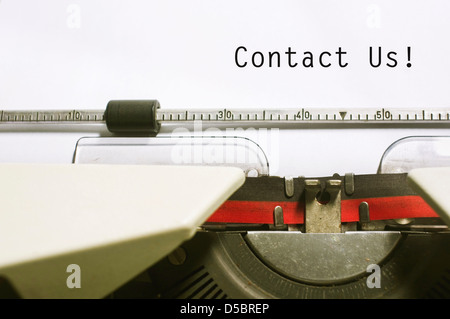 contact us concepts, with message on typewriter paper. Stock Photo